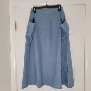 Lintico NWT Linen Relaxed Midi Skirt‎ Marina Elastic Waist Cargo Pockets Size S